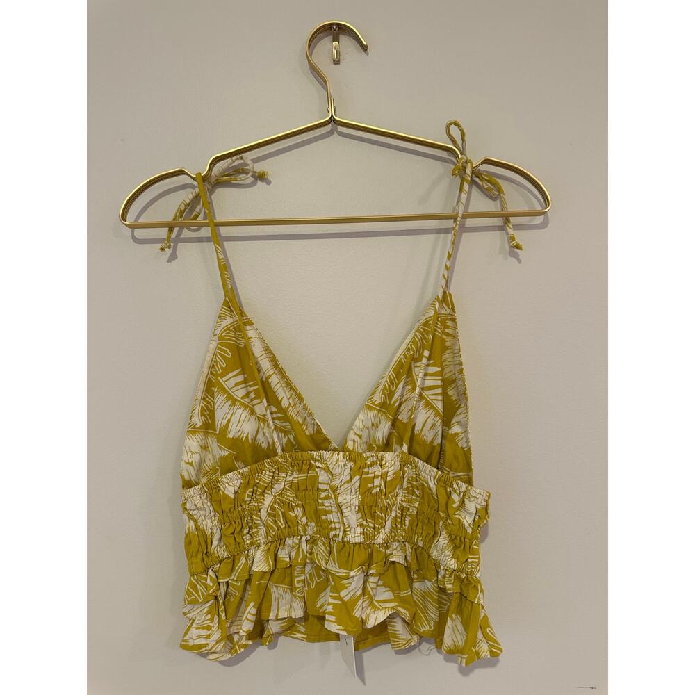 Sim & Sam Chartreuse Leaf Crop Top - Size S - Picture 2 of 4